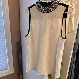 MICHAEL Michael Kors White Tank Top with Black Accents
